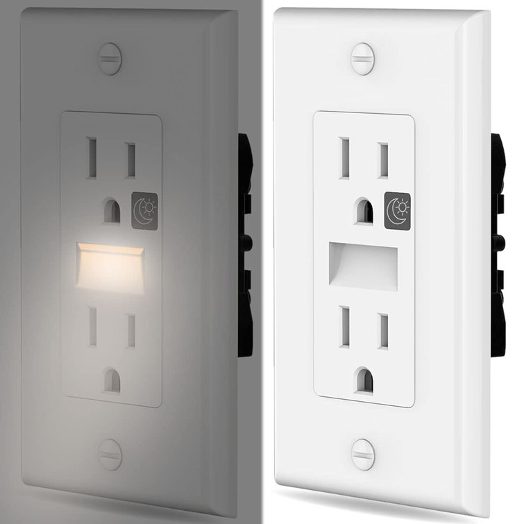 Alchemy Daily Night Light Wall Outlet, Decorator Receptacle Outlet With
